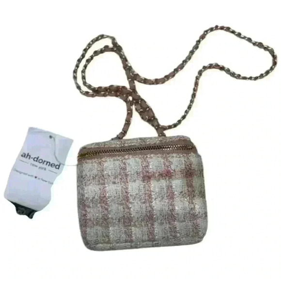 Ah-Dorned Pink Plaid Small Fragrance Bag with Crossbody Chain Zip Close - Picture 6 of 16